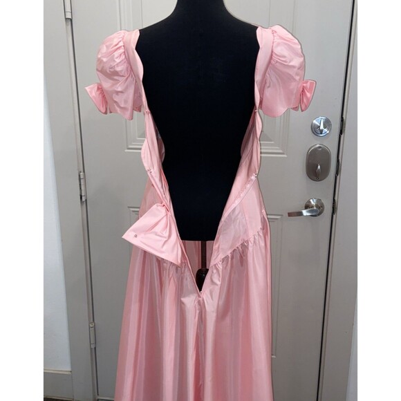 Alfred Angelo Vintage 80s 90s Dress Pink Bow Drop Waist Prom Dress - Picture 8 of 15
